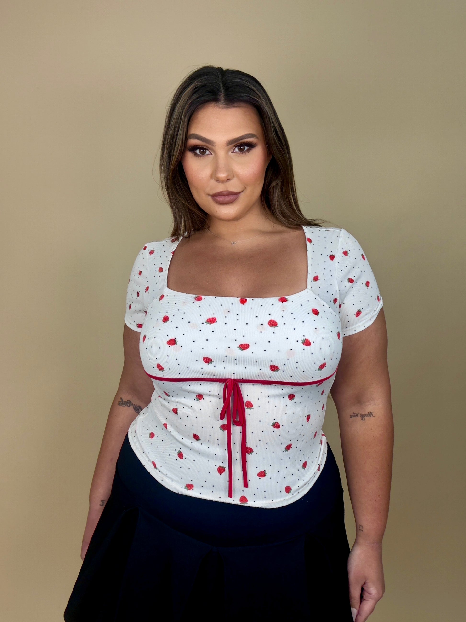 Square Neck Strawberry Top (2 colors)