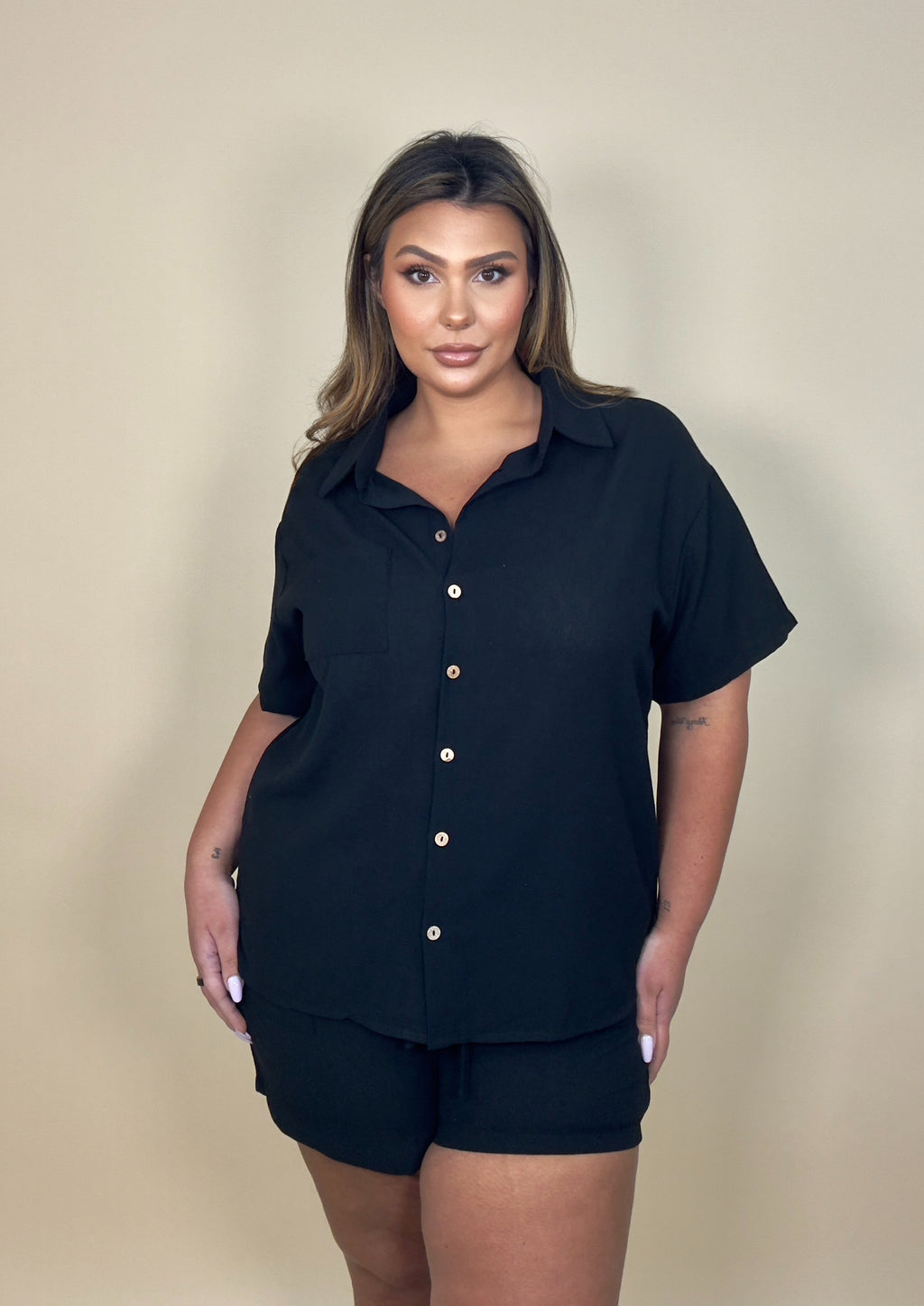 Button up Shorts Set (2 colors)