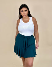 Load image into Gallery viewer, Dark Green Tie Belted Skirt w/shorts
