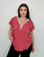 Load image into Gallery viewer, Lightweight Lace V-Neck Ruffle Sleeve Top
