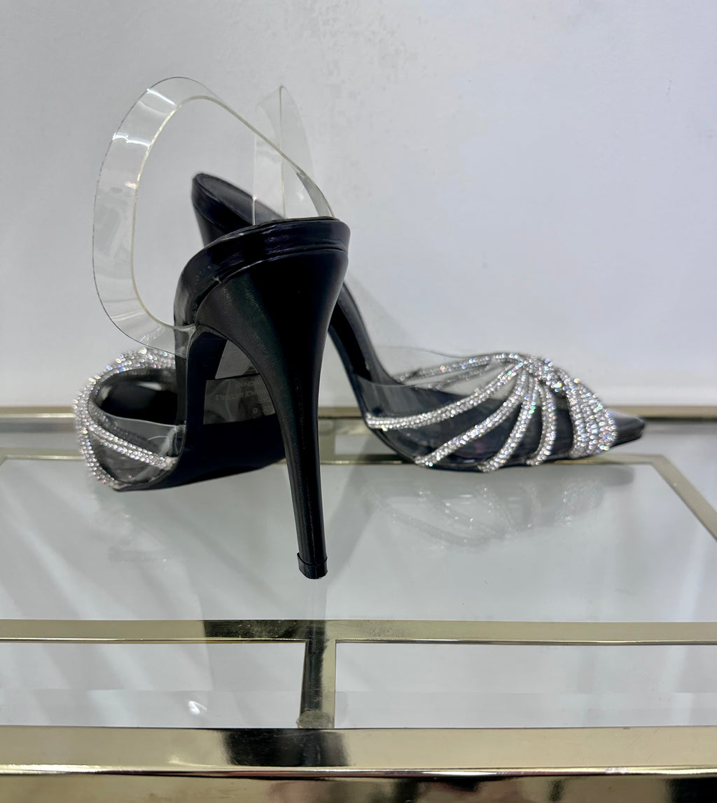 Rhinestoned Clear Heels