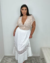 Load image into Gallery viewer, Flowy White Lace Maxi Skirt
