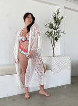 Load image into Gallery viewer, Oversized Bell Sleeve Sheer Coverup Kimono
