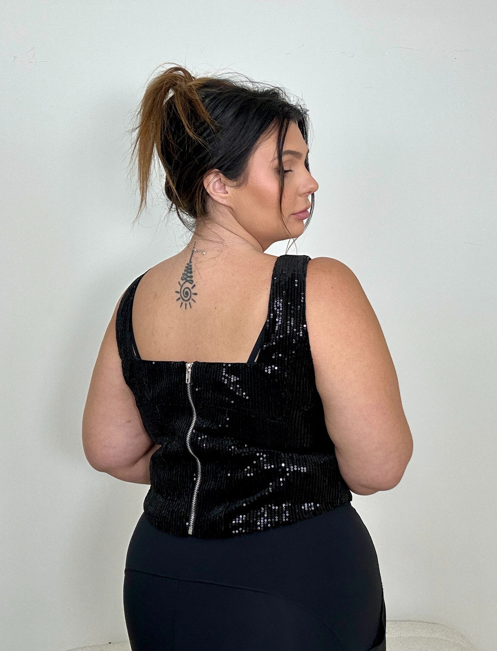 Black Velvet Sequin Top
