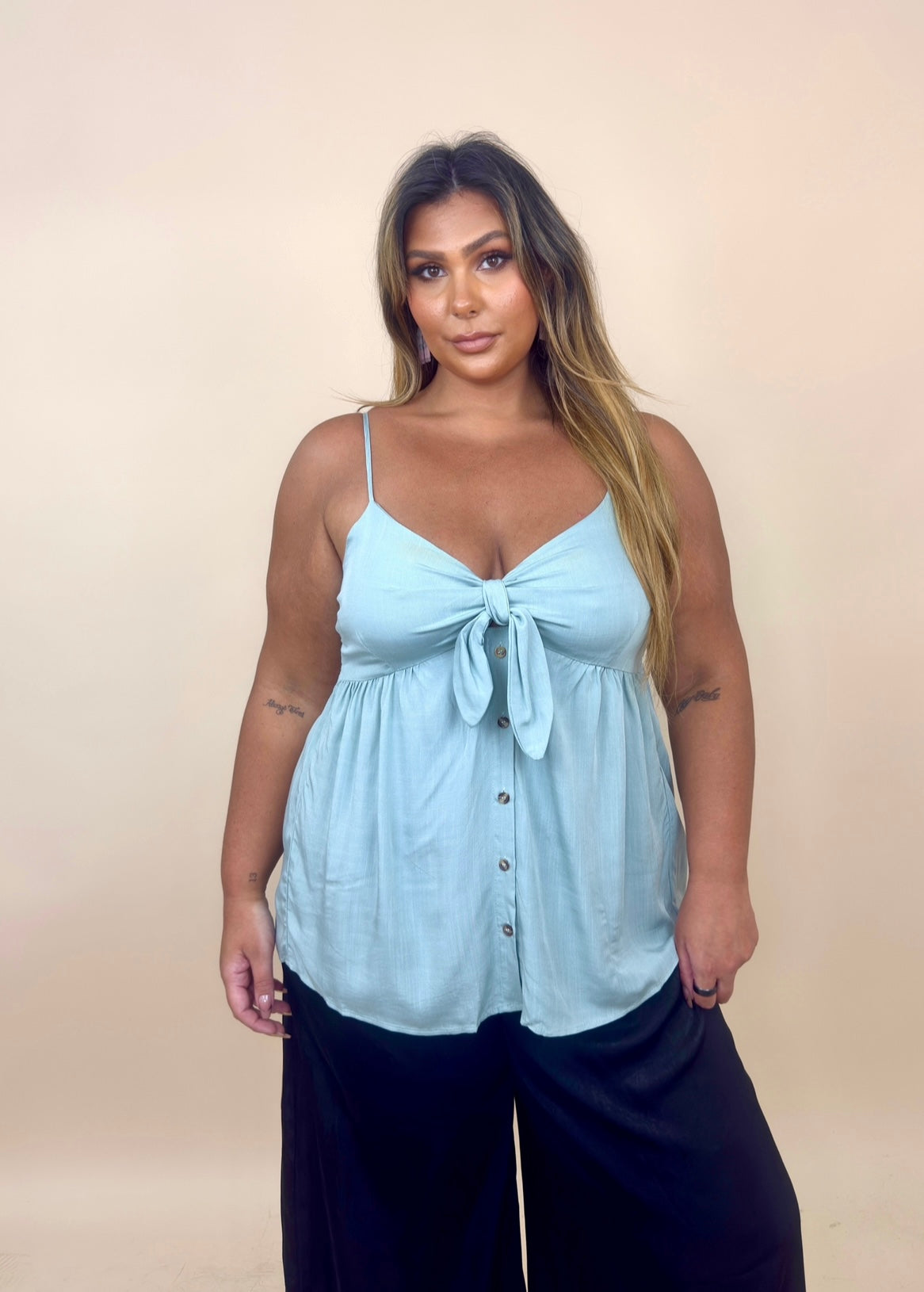 Front Tie Flowy Tank Top (2 colors)