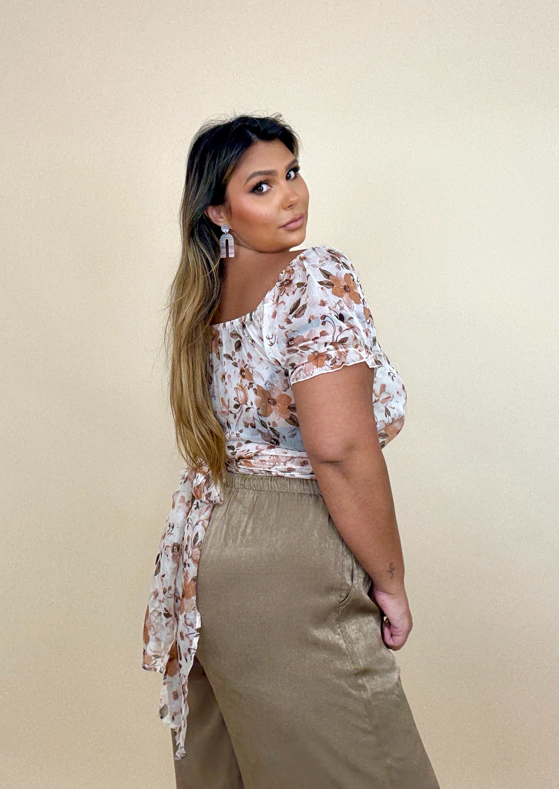Semi Sheer Multi-Way Floral Wrap Top