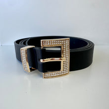 Load image into Gallery viewer, Gold Rhinestoned Buckle Belt (2 colors) plus size
