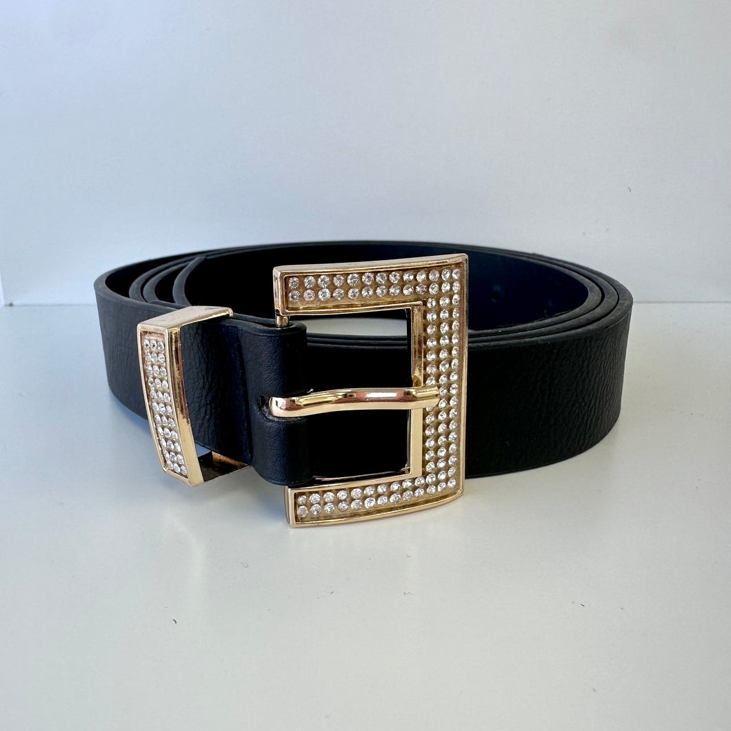 Gold Rhinestoned Buckle Belt (2 colors) plus size