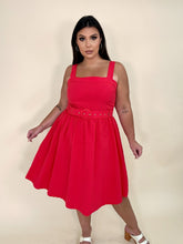 Load image into Gallery viewer, Red Belted Cotton Dress
