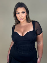 Load image into Gallery viewer, Cowl Corset Mesh Short Sleeve Top

