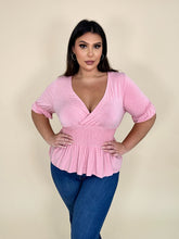 Load image into Gallery viewer, Pink Peplum Top
