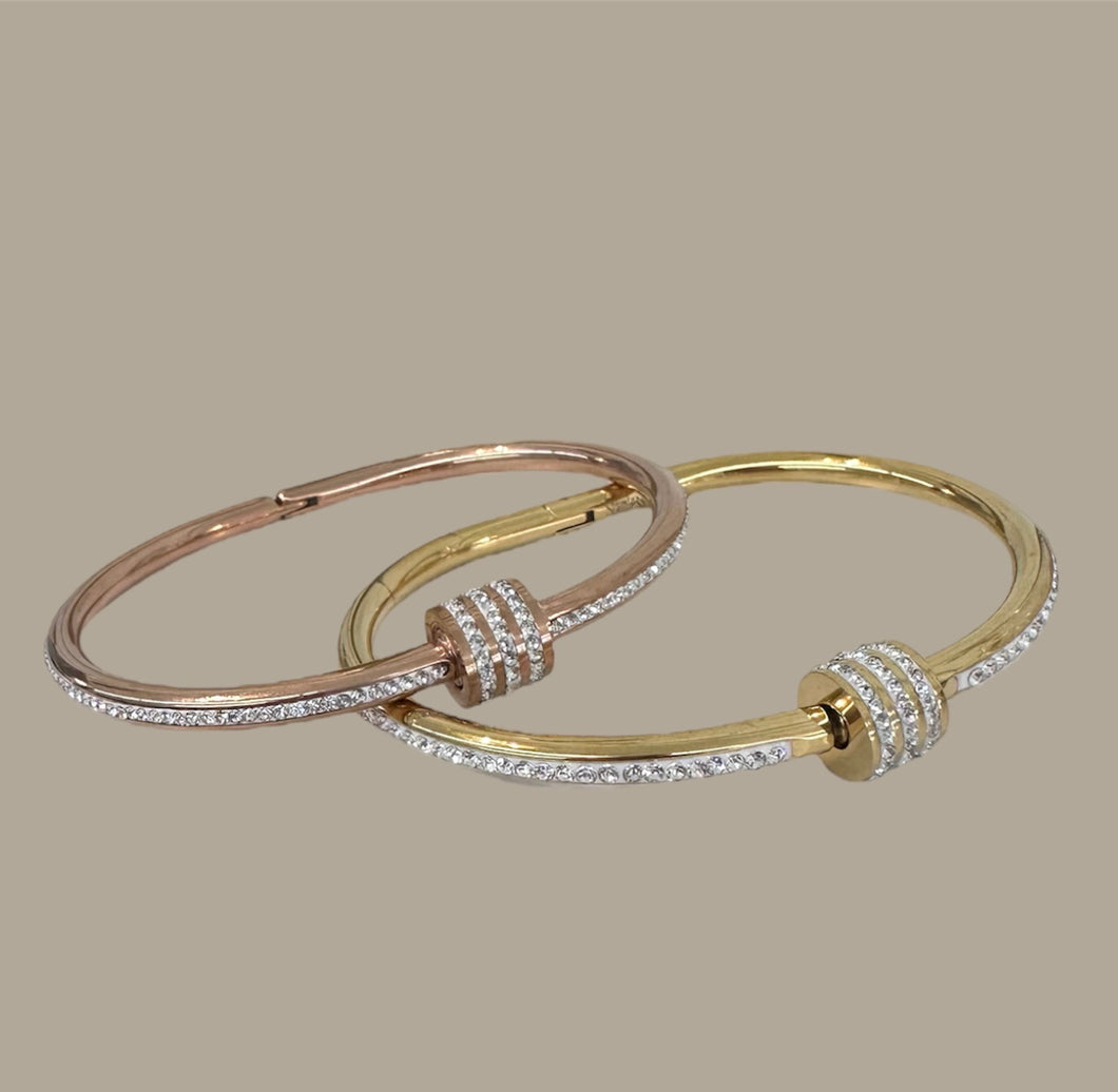 Diamond Studded Cylinder Bracelet (2 colors)