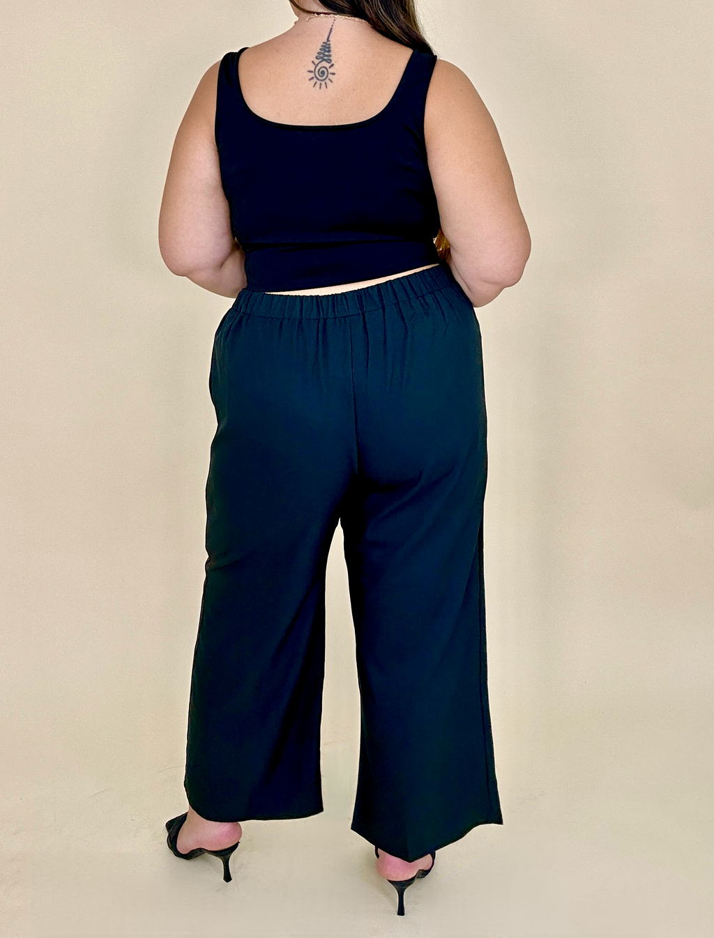 Pleated Straight Leg V-Cut Pants