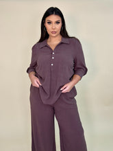 Load image into Gallery viewer, Cotton Button Top &amp; Flowy Pants Set
