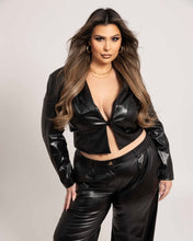 Load image into Gallery viewer, Pleather Blazer &amp; Pants Set
