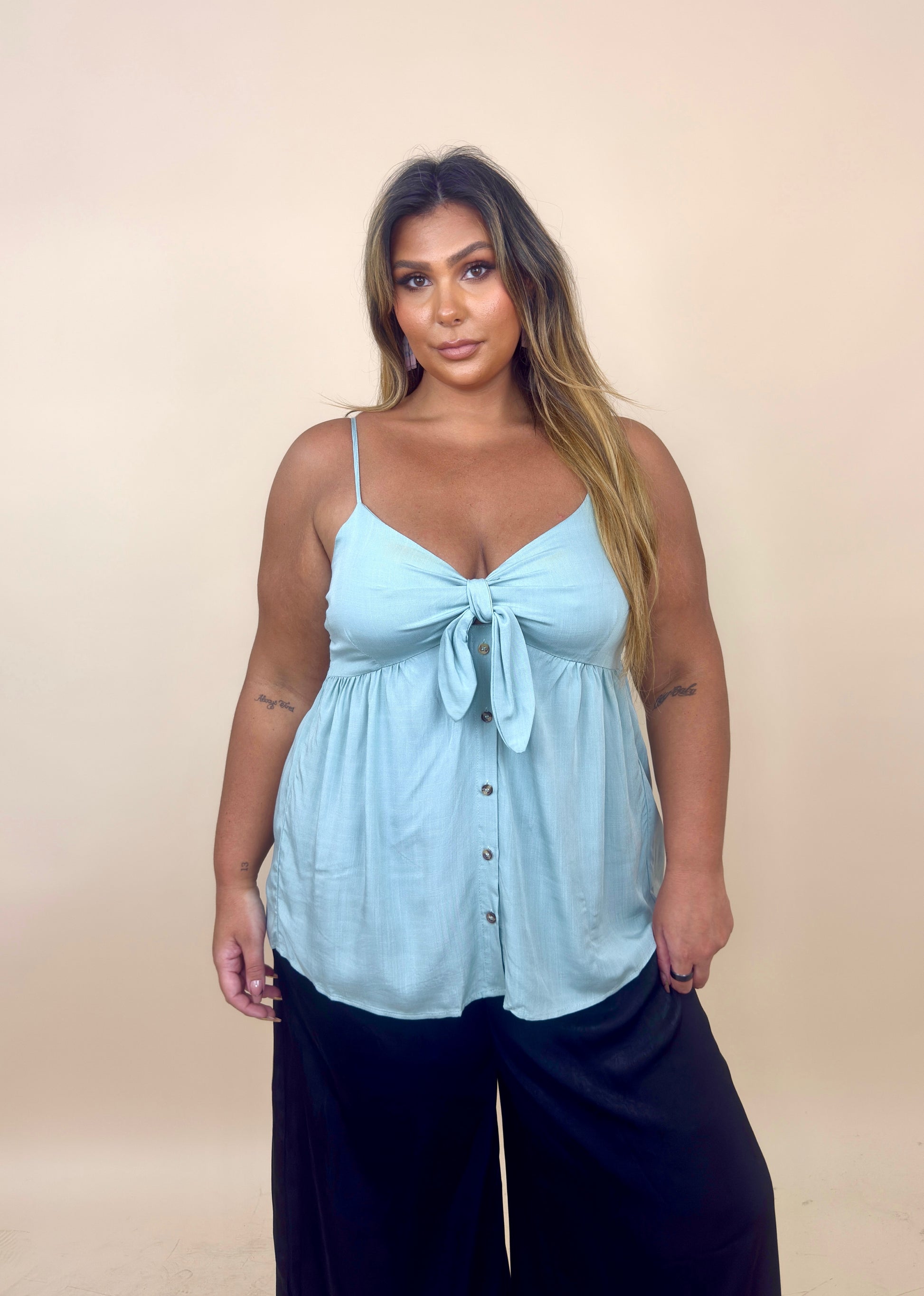 Front Tie Flowy Tank Top (2 colors)
