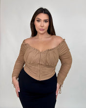 Load image into Gallery viewer, ‘Nikki’ Rouched Off Shoulder Corset Top (2 colors)
