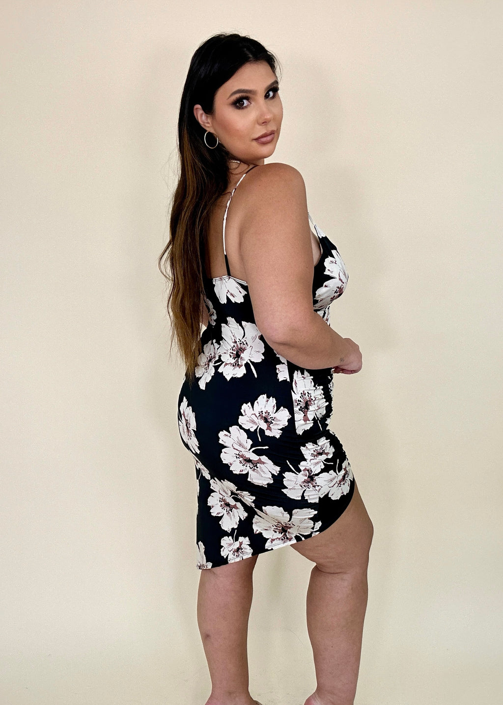 Black & Cream Floral Dress