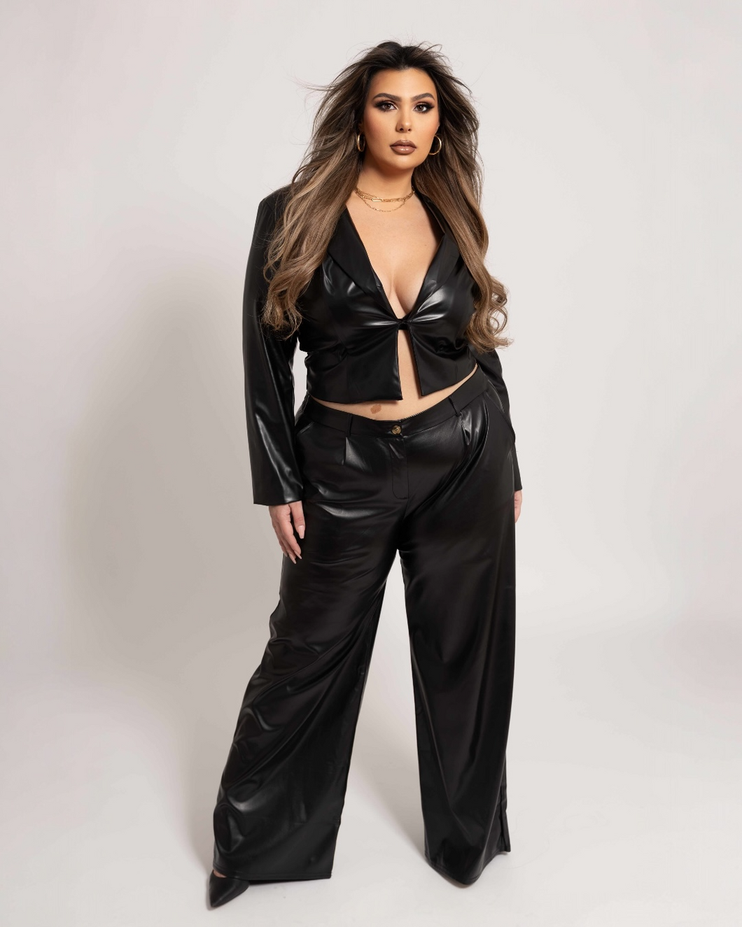 Pleather Blazer & Pants Set