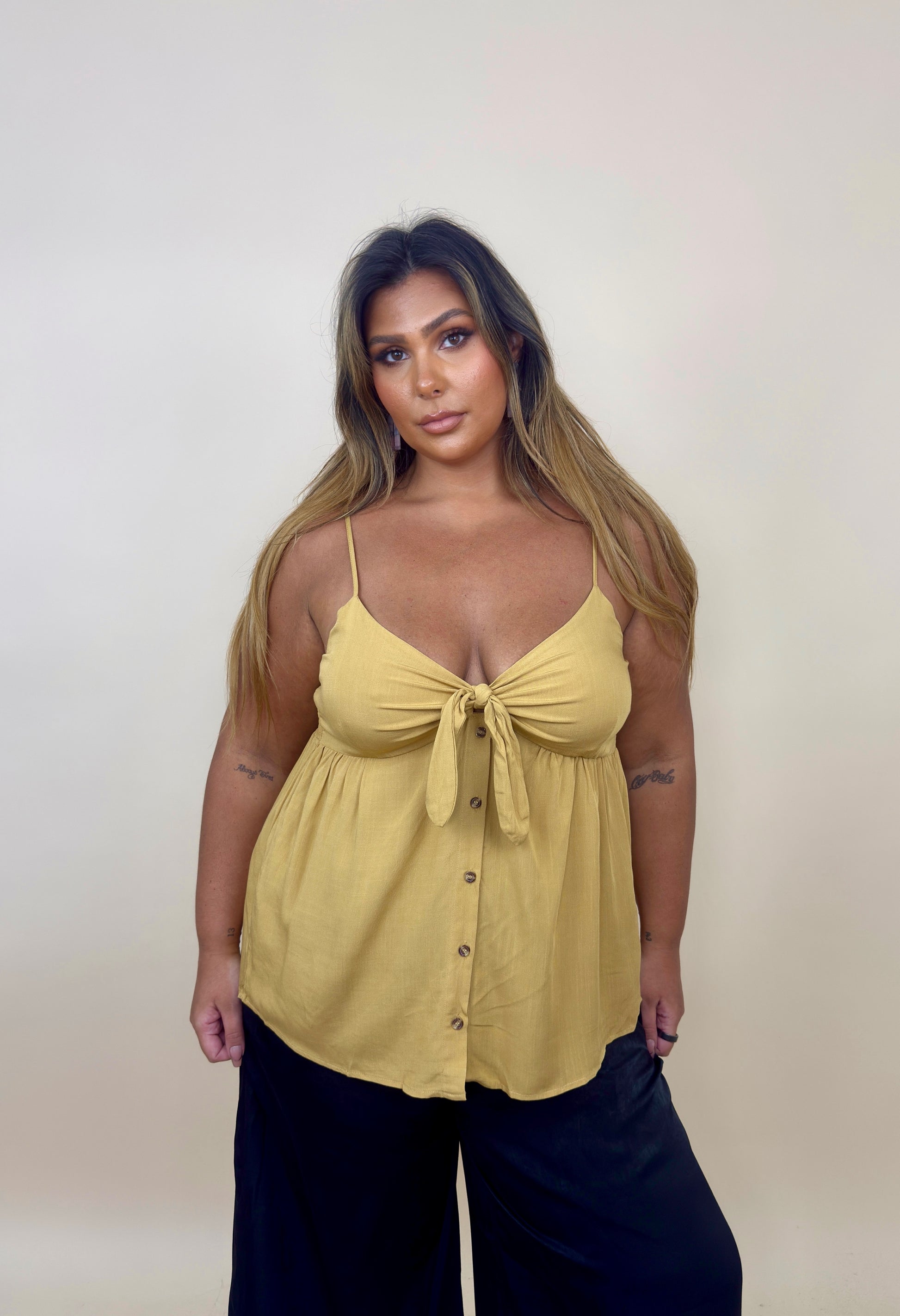Front Tie Flowy Tank Top (2 colors)