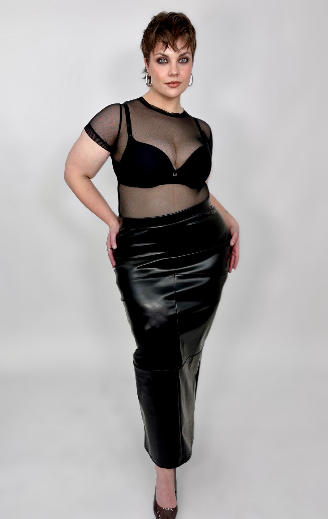 ‘Ash’ Faux Leather Long Skirt