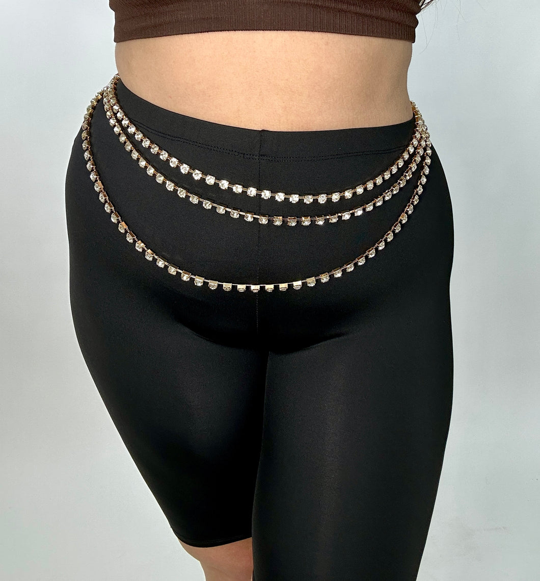 Rhinestone 3 Layer chain belt