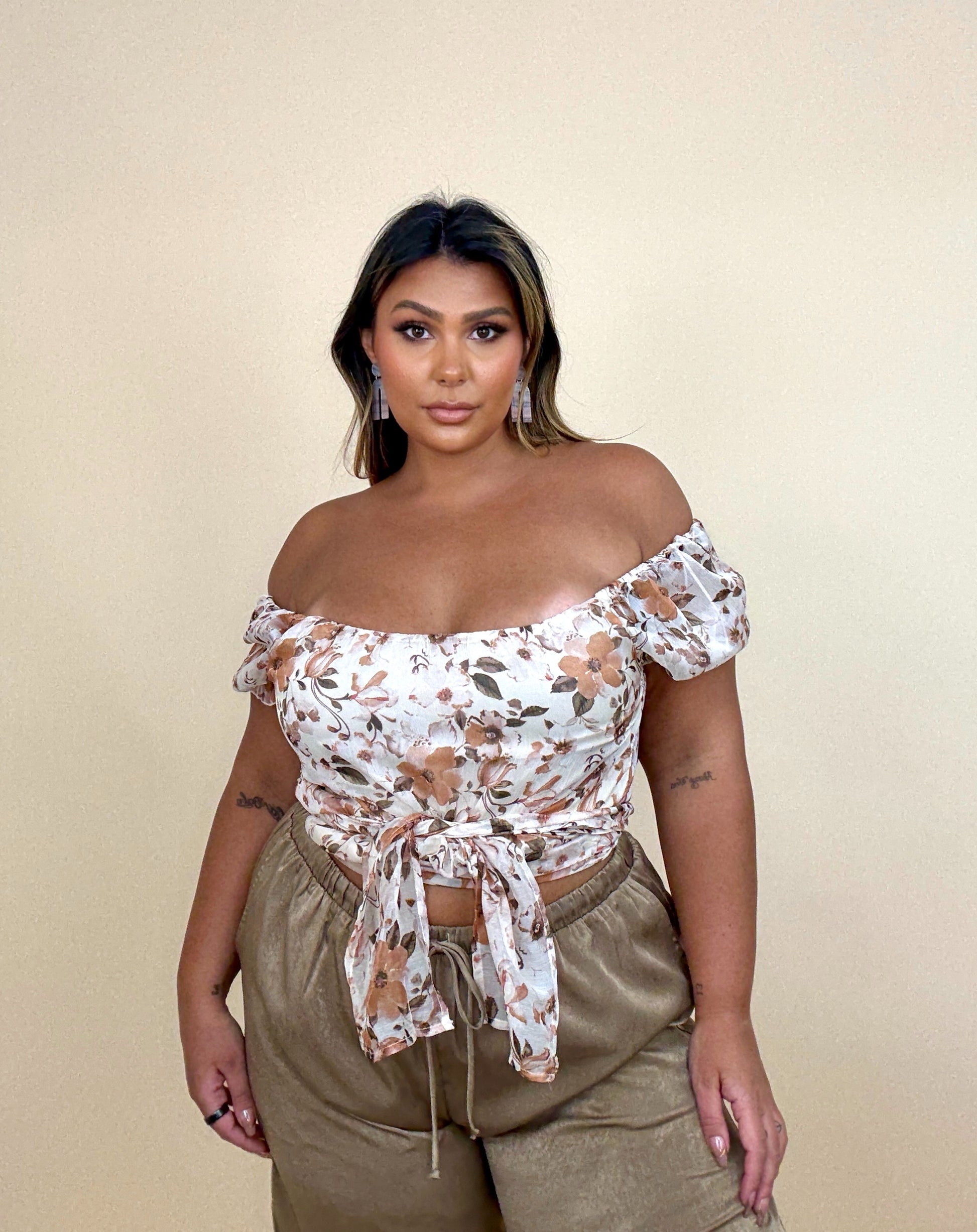Semi Sheer Multi-Way Floral Wrap Top