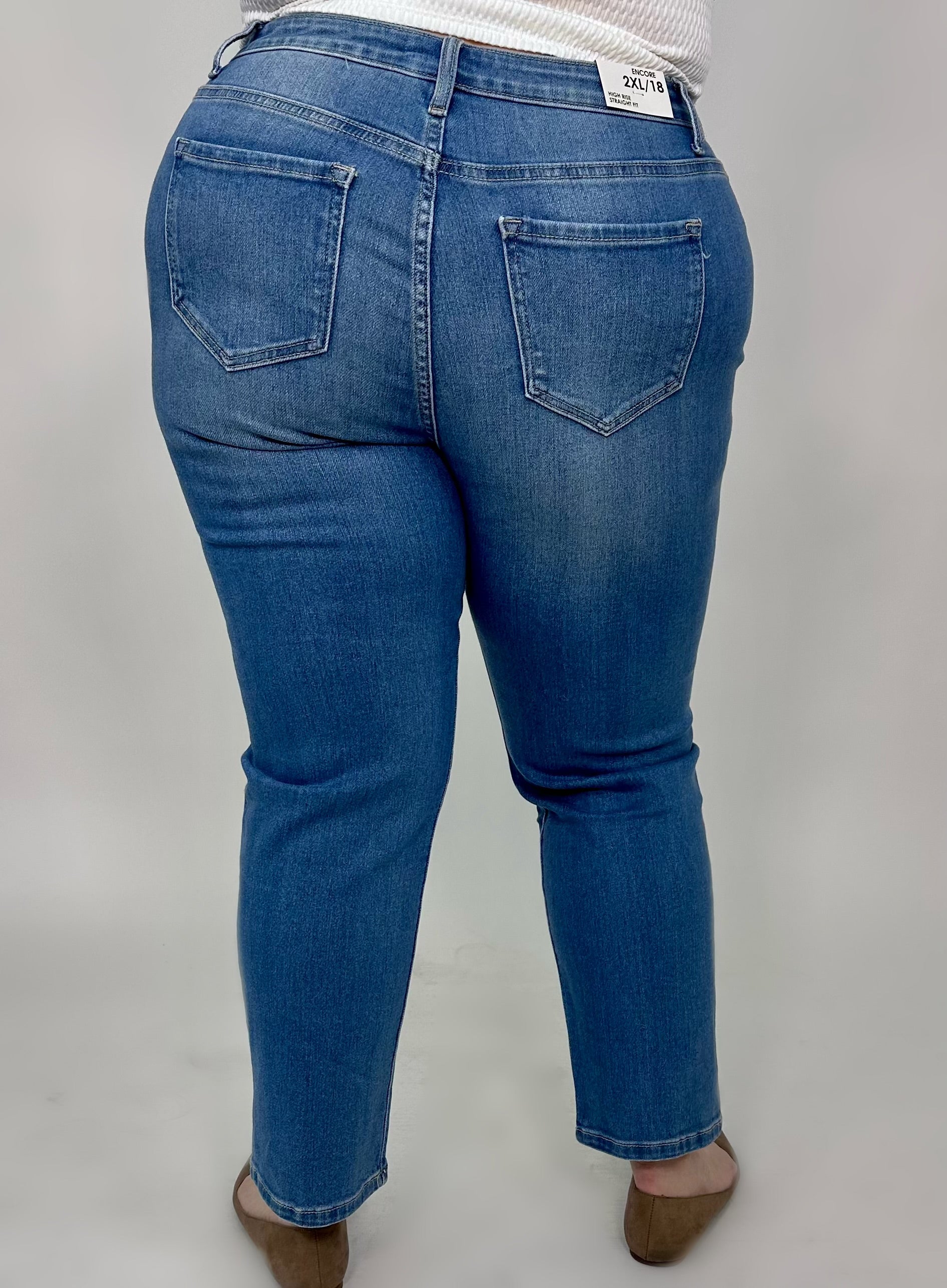 ‘Encore High Rise Straight Leg Jeans (2 colors)