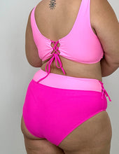 Load image into Gallery viewer, 2 Tone Hot Pink High waisted 2 Piece Swimsuit
