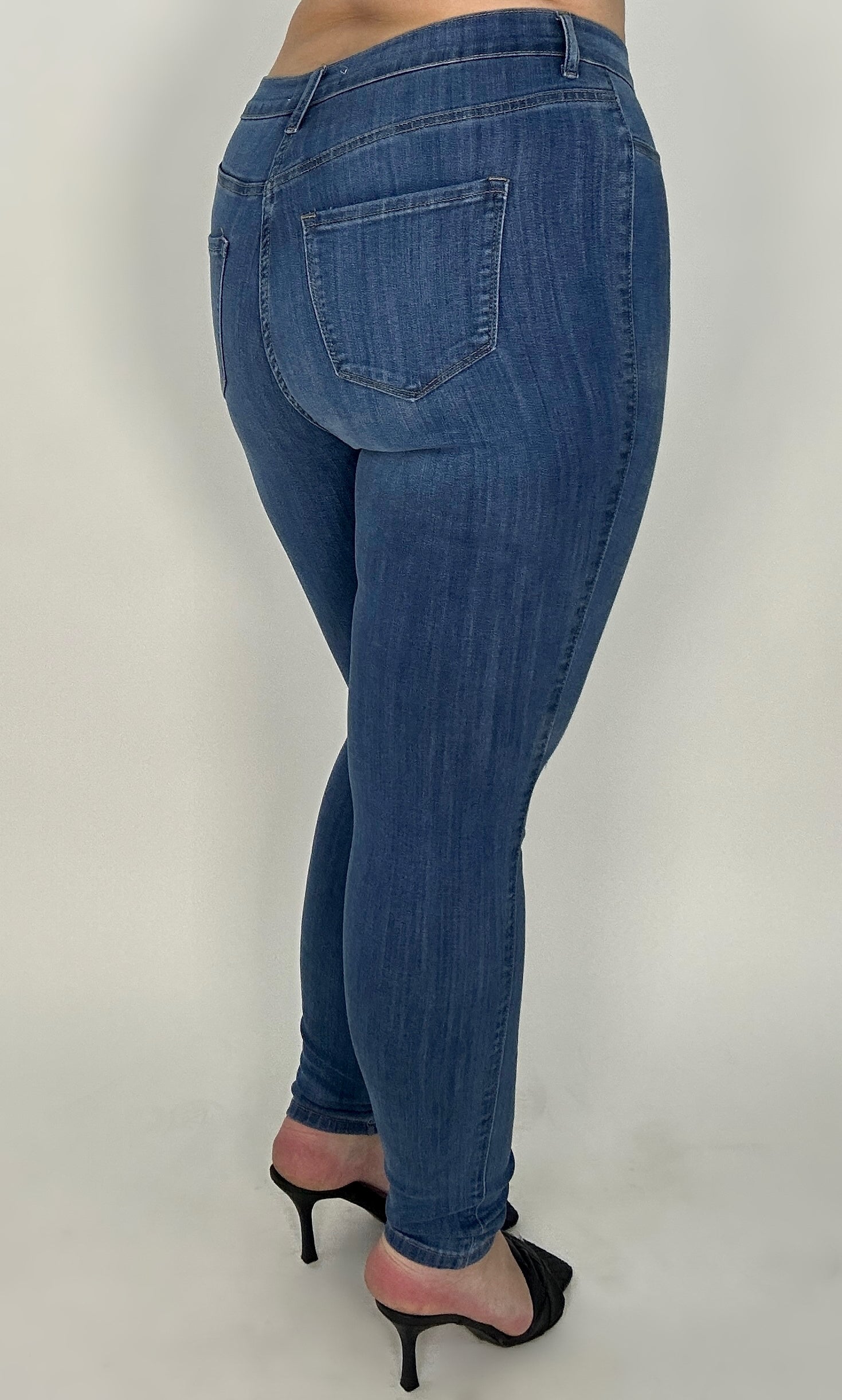 再値下げ　BACK THIGH SLIT DENIM 24インチ　ブルー ETTELO Womens Jeans Hig Waisted Straight Leg Loose Stretchy