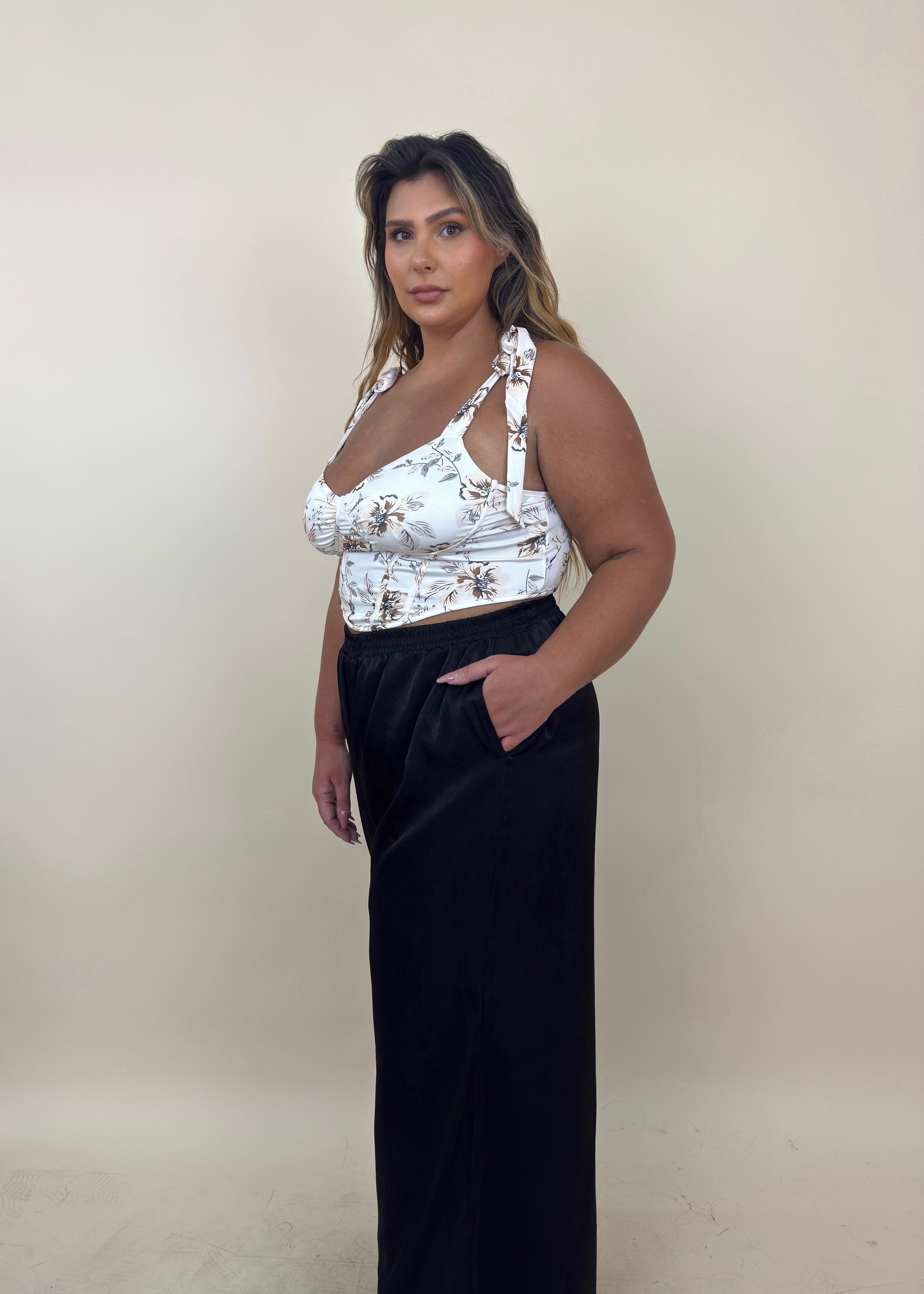 Silky Sheen Wide Leg Pants