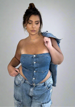 Load image into Gallery viewer, Button Denim Tube Top
