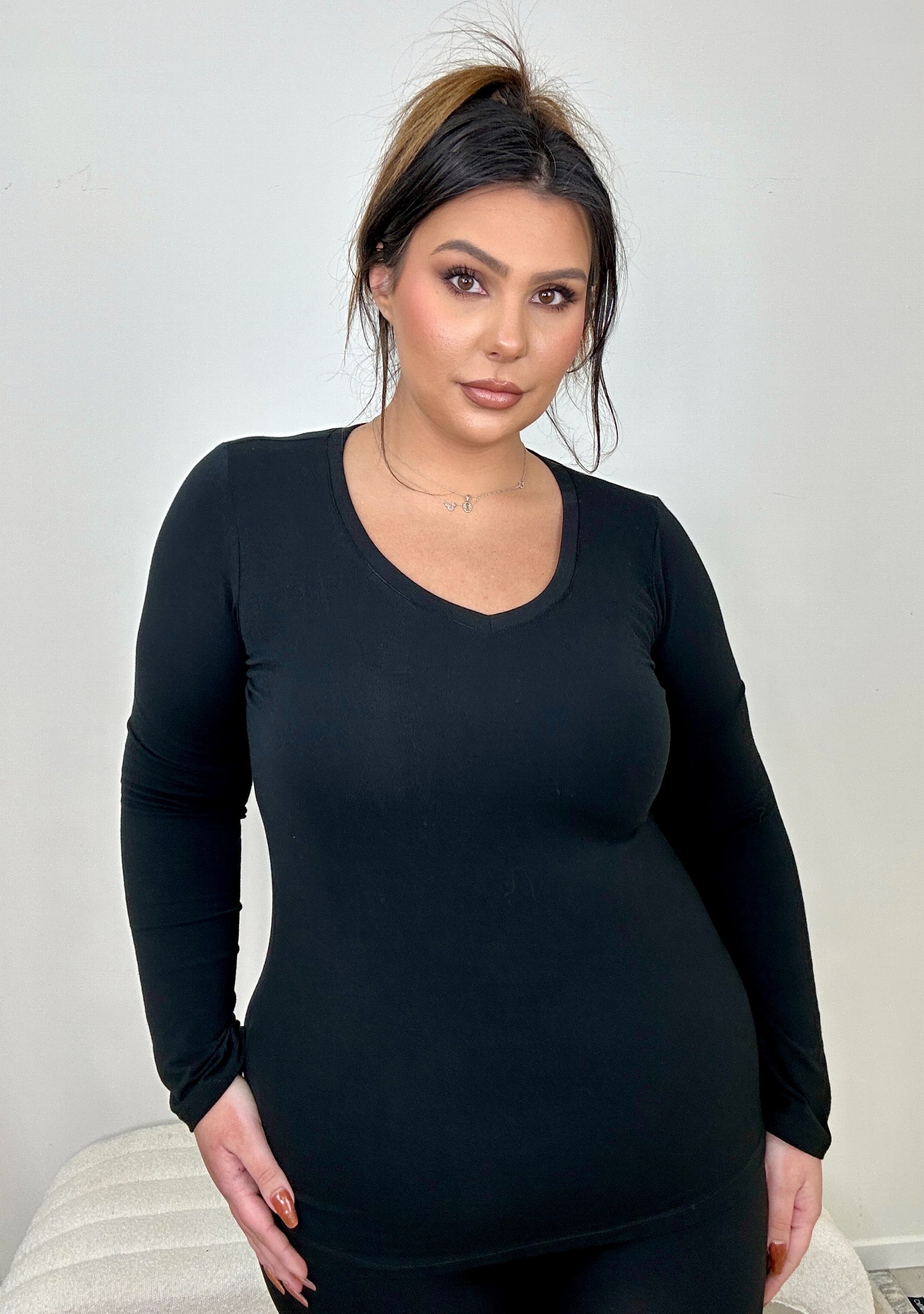 Basic Black Long Sleeve Top