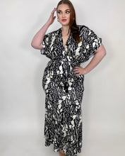 Load image into Gallery viewer, Long Black &amp; White Printed Evening Dress
