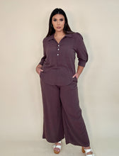 Load image into Gallery viewer, Cotton Button Top &amp; Flowy Pants Set
