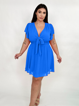 Load image into Gallery viewer, Front Tie Fit &amp; Flare Flowy Dress (3 colors)
