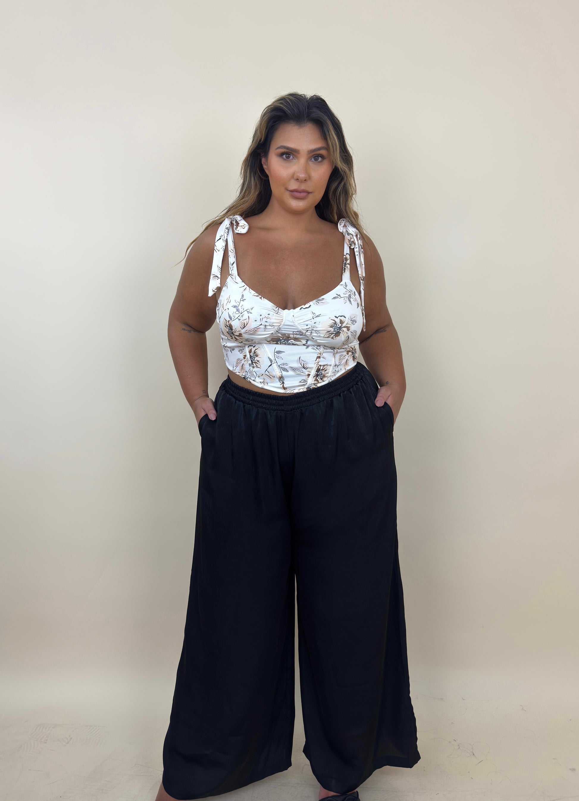 Silky Sheen Wide Leg Pants