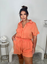 Load image into Gallery viewer, Lightweight Textured Orange Romper
