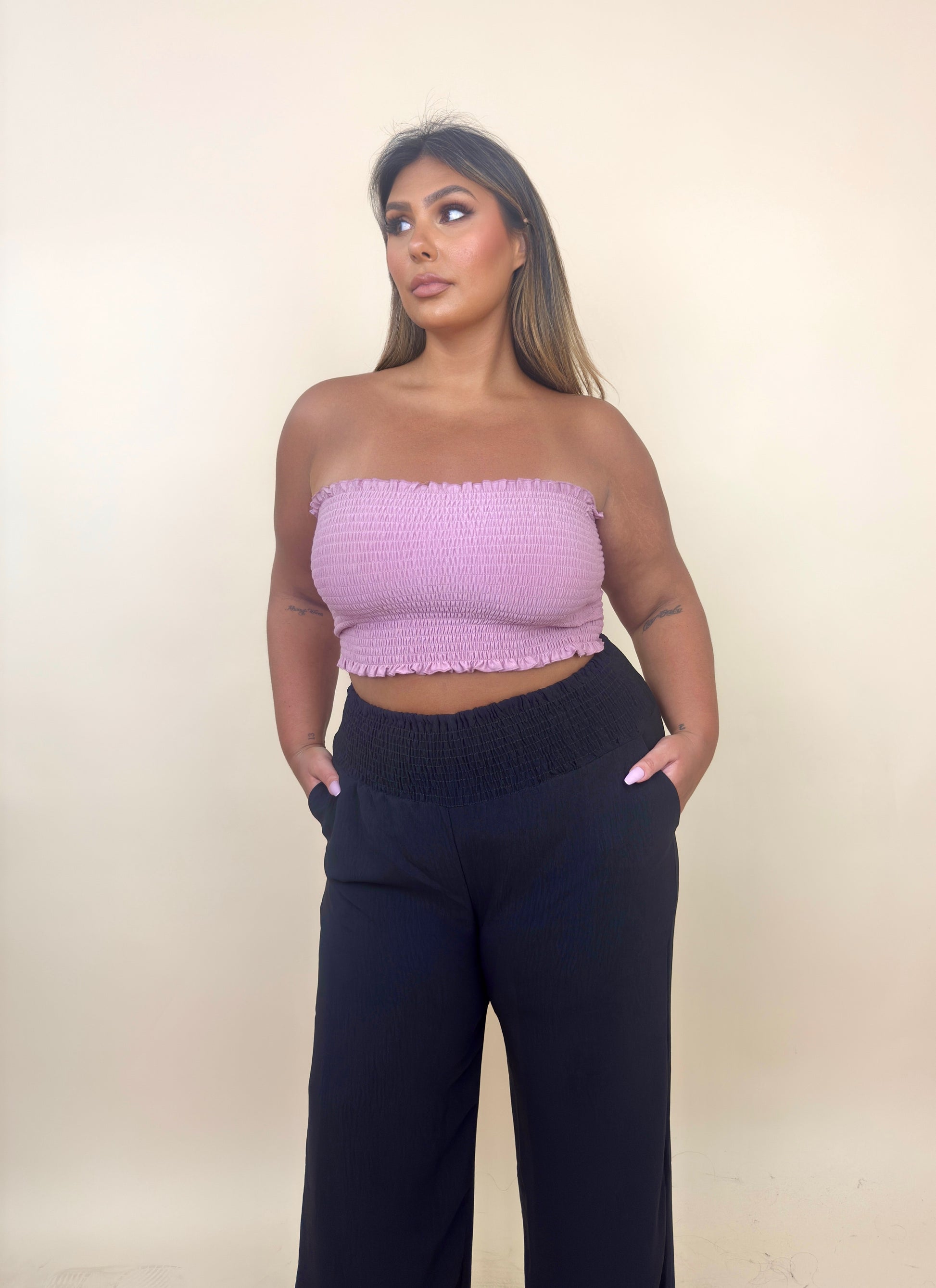 Smocked Black Pants
