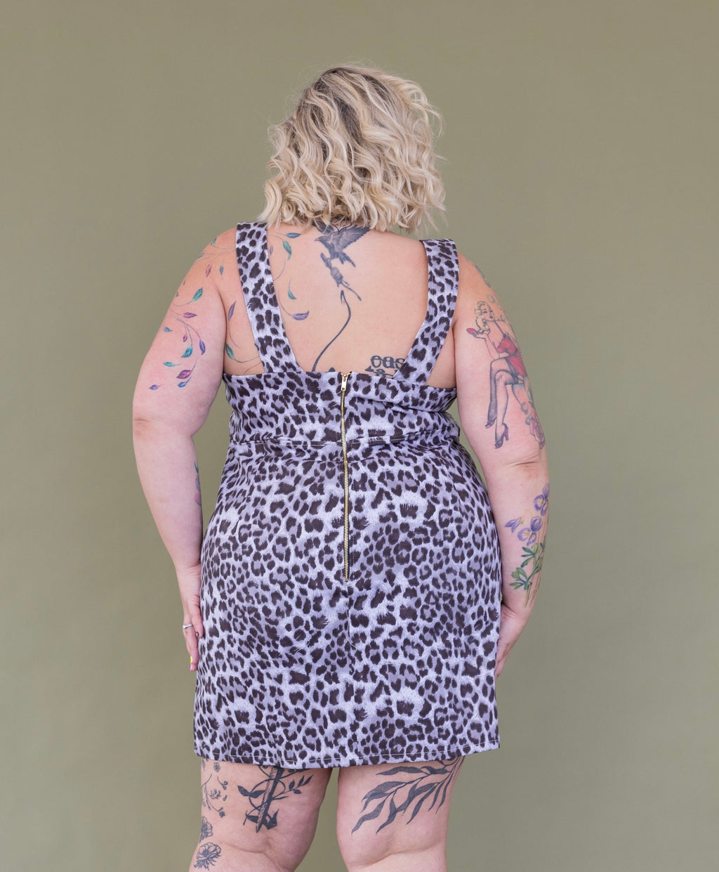 “Cecilia” Stretch Twill Leopard Dress