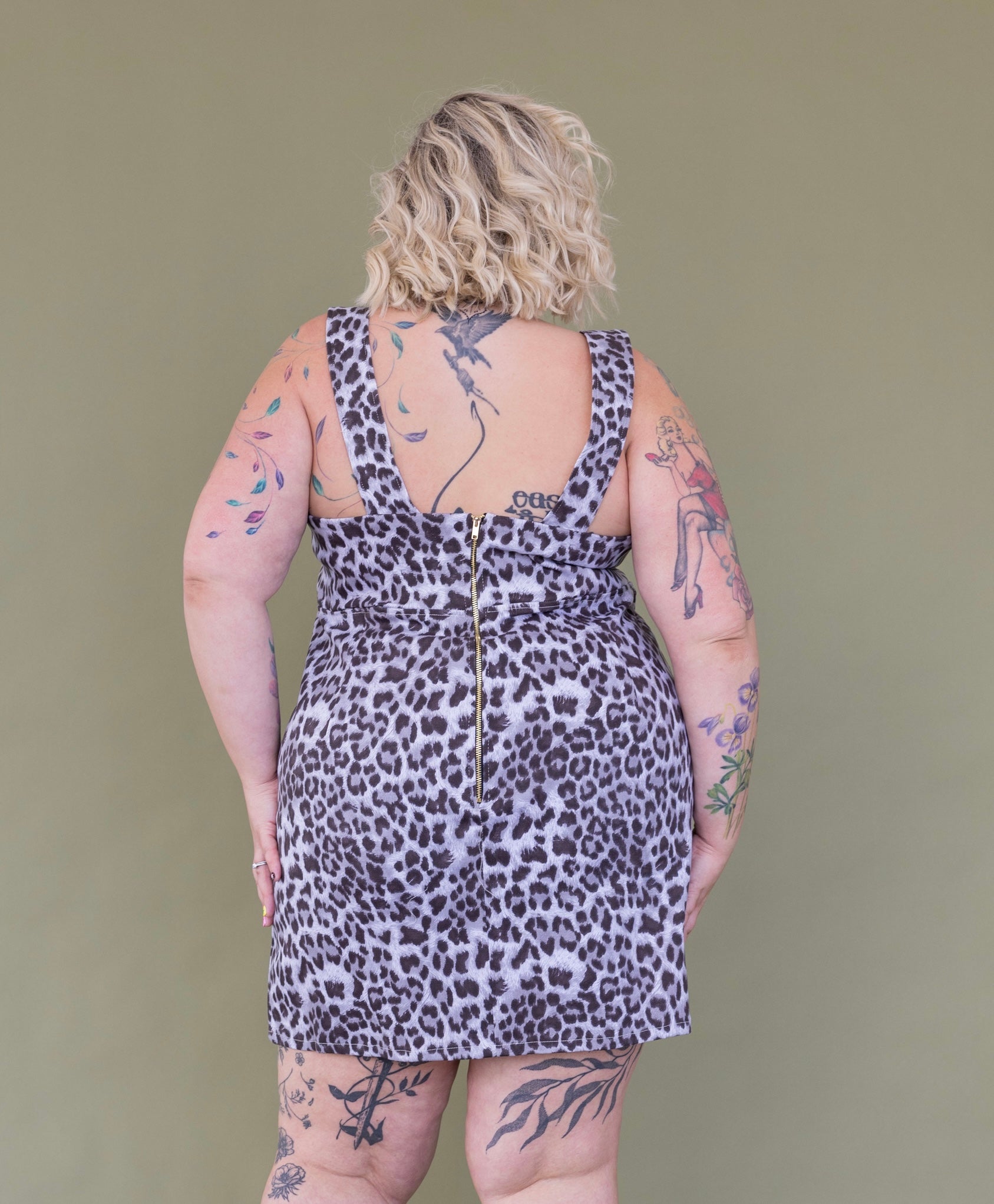 “Cecilia” Stretch Twill Leopard Dress