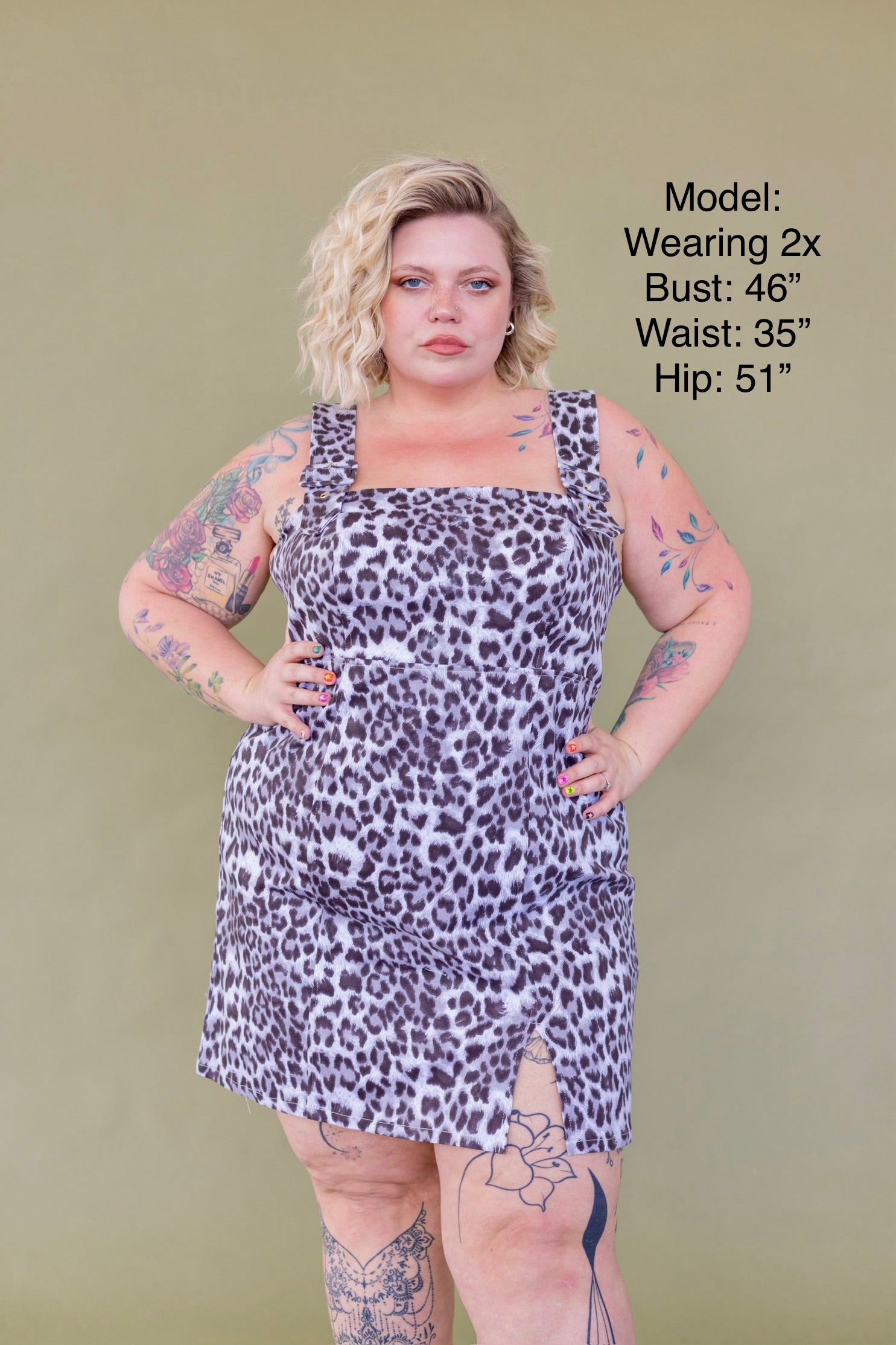 “Cecilia” Stretch Twill Leopard Dress