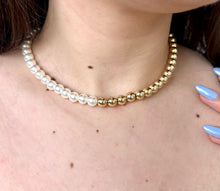 Load image into Gallery viewer, White &amp; Gold Beaded Necklace
