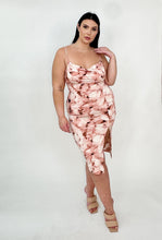 Load image into Gallery viewer, Mauve Pink Floral Cowl Neck Slit Dress
