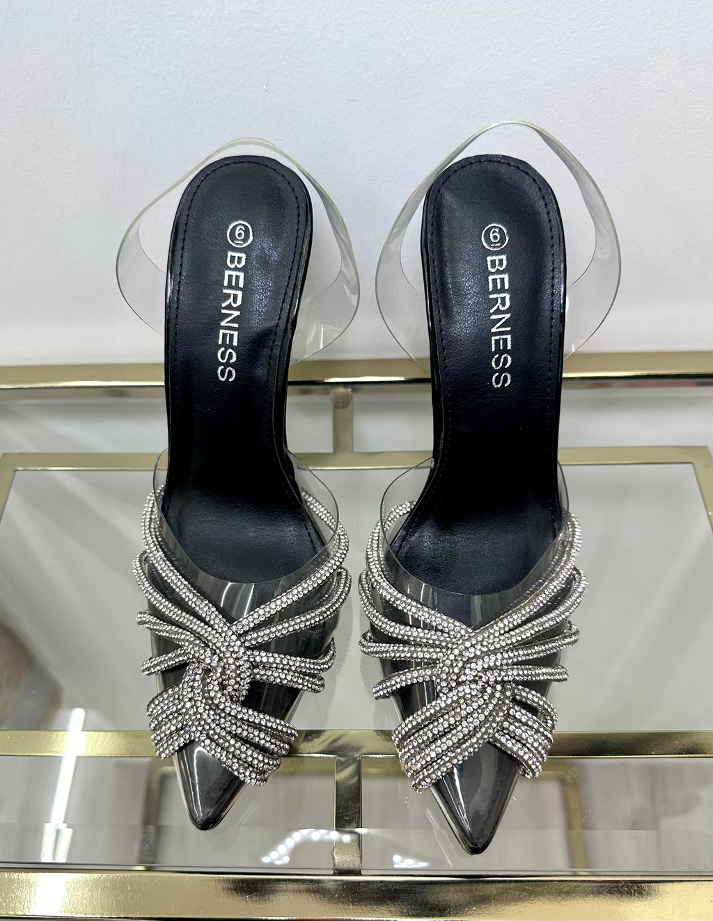 Rhinestoned Clear Heels