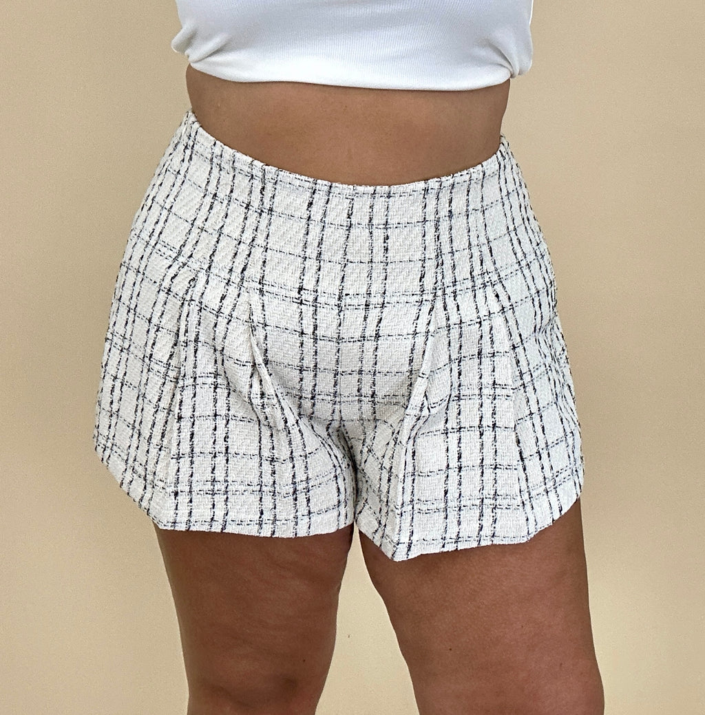 White Tweed Shorts