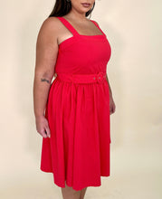 Load image into Gallery viewer, Red Belted Cotton Dress
