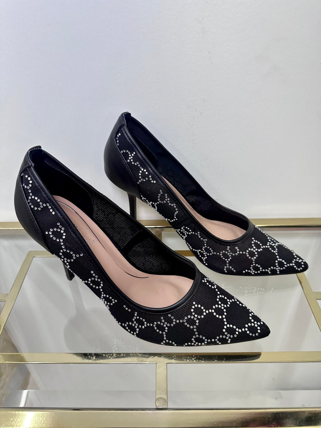 Rhinestoned Black Pumps