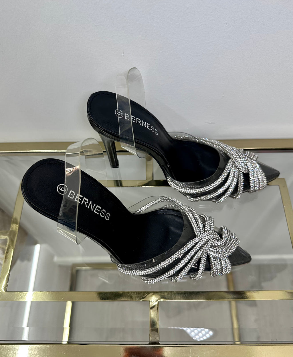 Rhinestoned Clear Heels