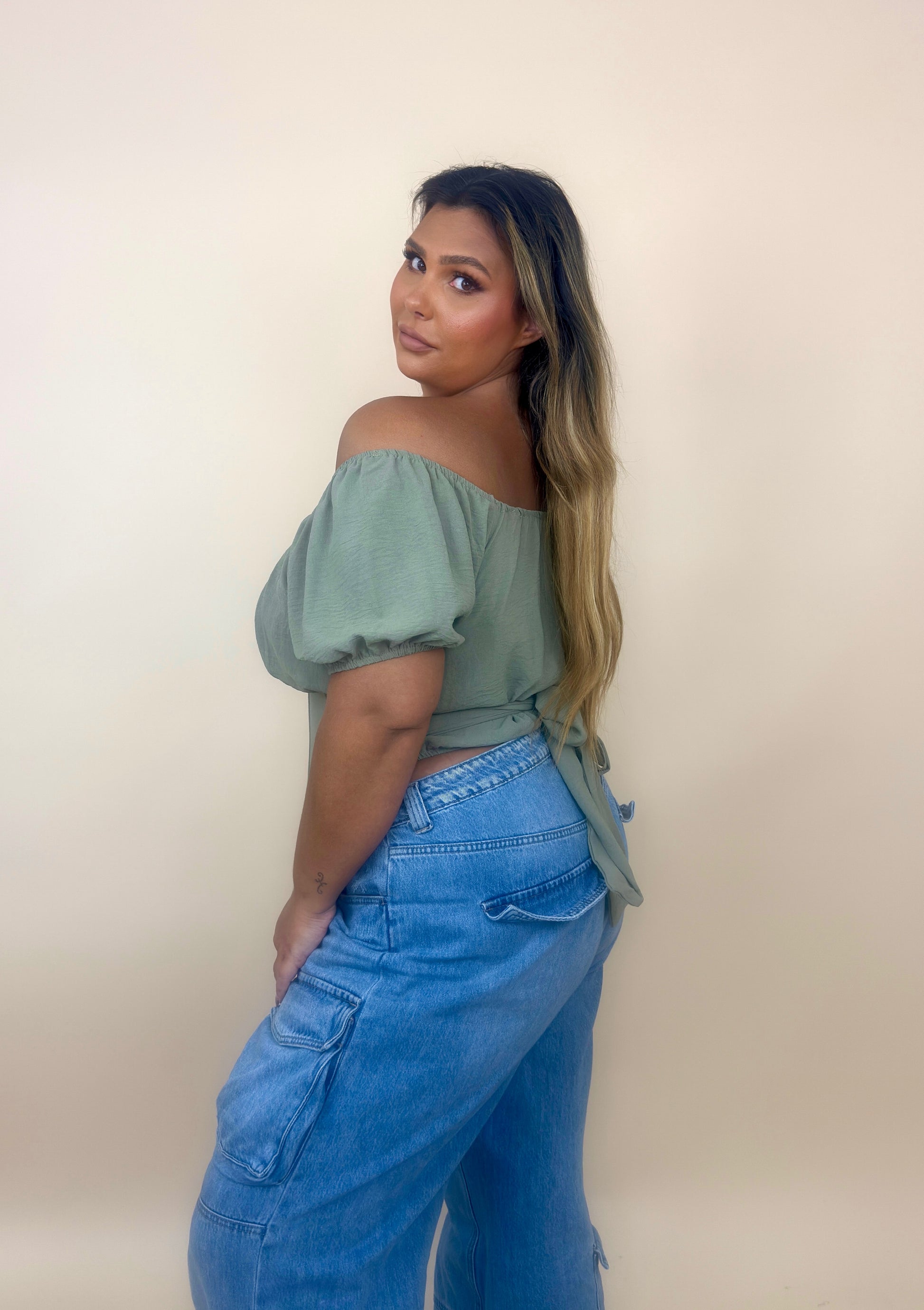 Billowy Corset Bow Tie Top (2 colors)